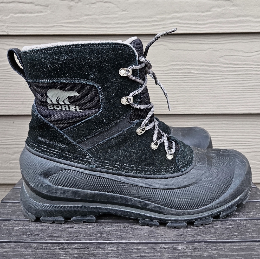 Sorel Men's Buxton Lace Up Waterproof Boots Black Quarry Snow Warm Size 10.5